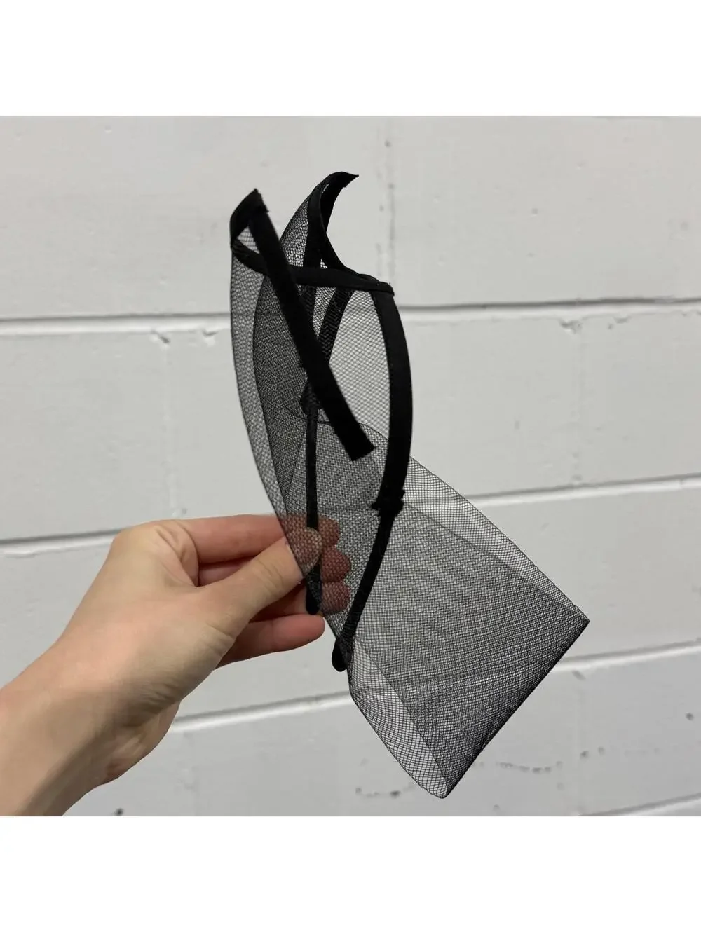 Avant-Garde Architectural Mesh Veil Mask Cat Ear Headband